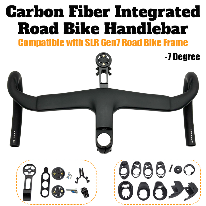 Edelweiss Stem Cell - カーボン一体型ロードバイクハンドルバー マットブラック 内部ケーブル ドロップバー 28.6mm -7