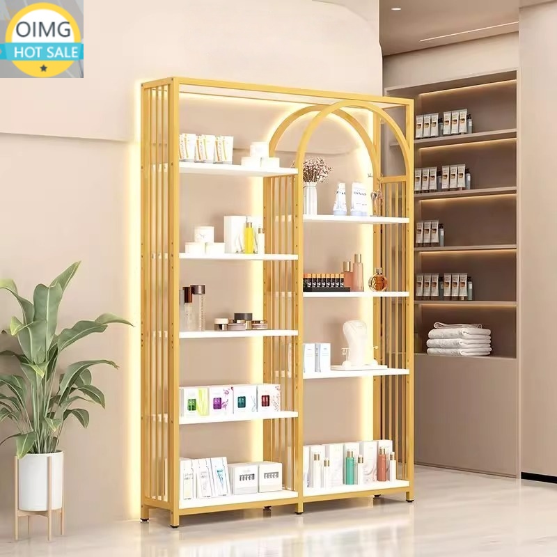 Luxury Skincare Store - モダンな高級商業用美容サロン陳列棚＆ネイルスキンケアスタンド スパストア収納ラック 折りたたみ式金属素材