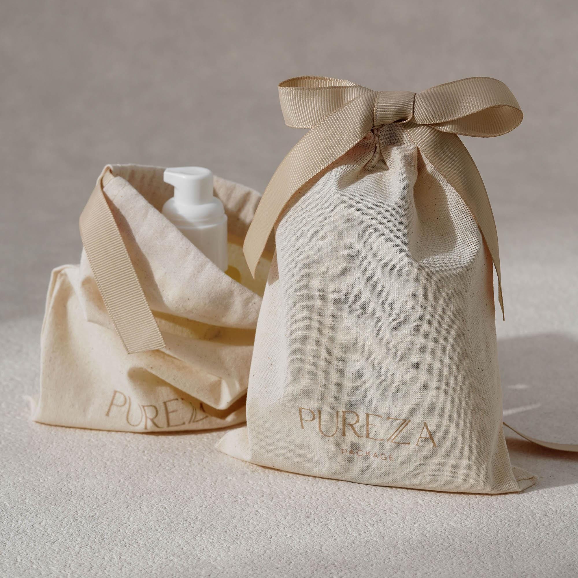 Luxury Skincare Gifts - カスタマイズ可能な天然コットン巾着袋、環境に優しい高級ギフト包装、スキンケア、結婚式の記念品、特別なイベントに最適