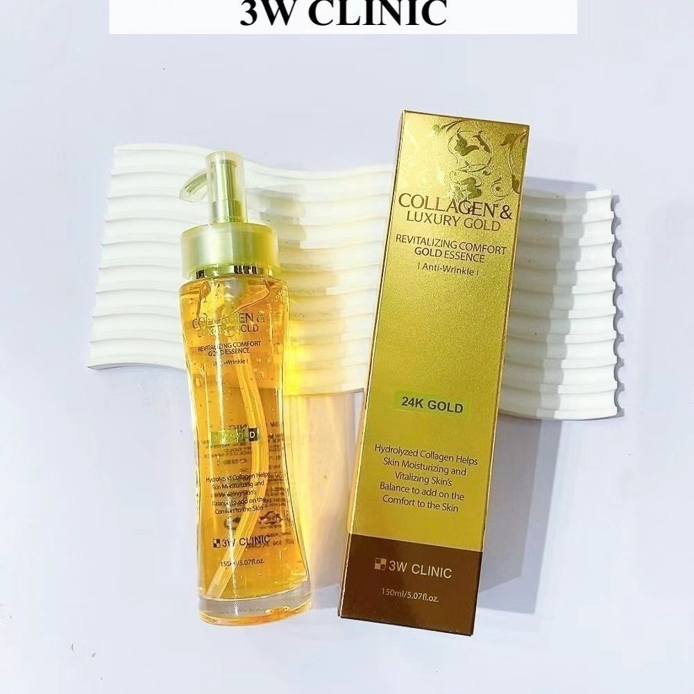Luxury Skincare Korea - 3WCLINIC コラーゲン＆ラグジュアリーゴールド24Kゴールドエッセンス、保湿フェイスセラム、アンチリンクルファーミング150ml 韓国スキンケア