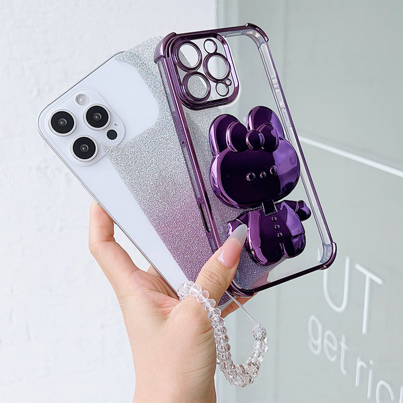 高級耐衝撃スマホケース 可愛いウサギメイクアップ回転スタンド - Luxury Skincare Products のレビューと価格